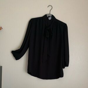 Soho Black Mandarin Collar Blouse